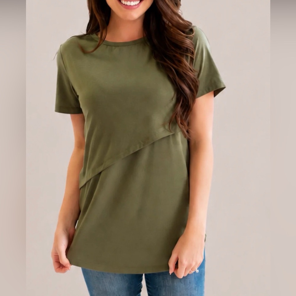 NURSING TEE WITH ASYMMETRICAL FLAP